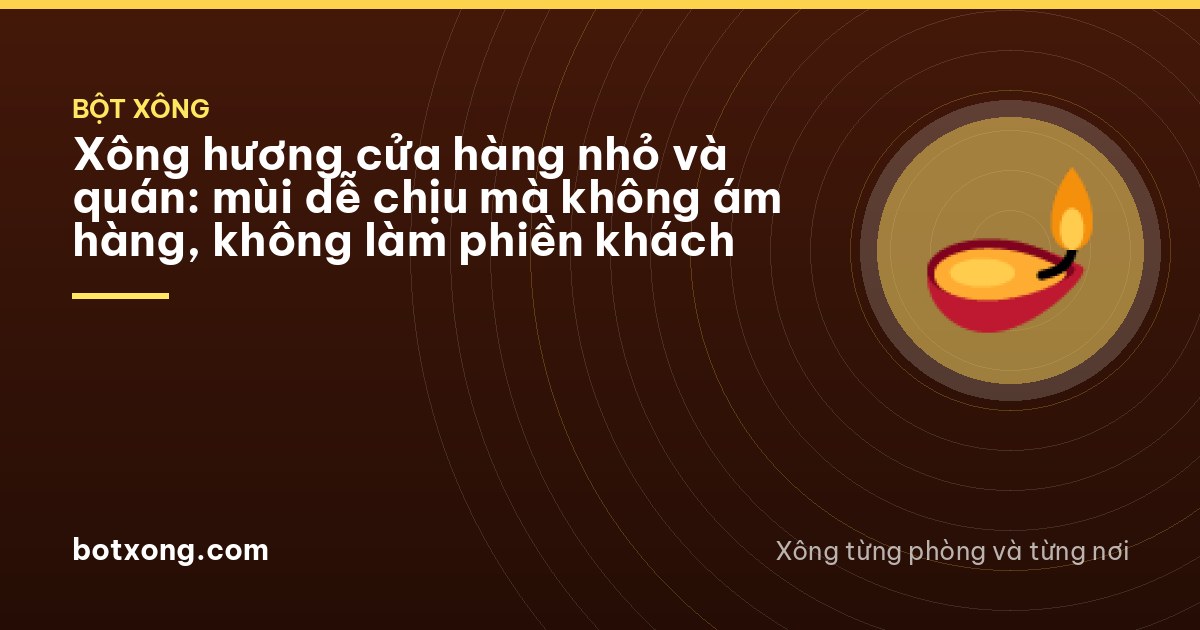Early morning inside a small Vietnamese neighbourhood shop, shutters half raised, a brass dish with a thin curl of smoke on the tiled floor near the entrance, shelves softly lit